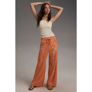 Anthropologie Pilcro Embroidered Beach Linen Cargo Pants Size XL